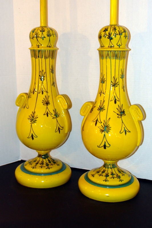 Ceramic Hand-painted Mid Century Italian Table Lamps
