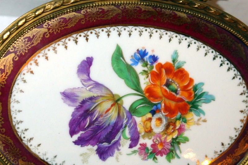 Français Applique française du 19ème siècle avec insert en porcelaine de Limoges en vente