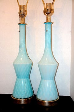 Pair of Blown Glass Table Lamps