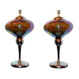 Pair of Chrome and GlassTable  Lamps