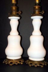 Pair of Milk GlassTable Lamps
