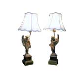 Antique PAIR OF ANGEL LAMPS