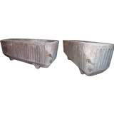 PAIR OF CAST STONE PLANTERS