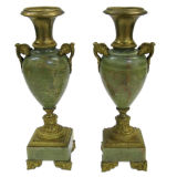 BRONZE MOUNTED ONYX URNS