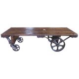 Vintage Industrial Wood & Metal Cart / Coffeetable