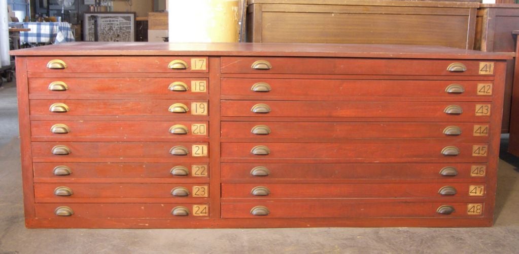 American Vintage Wood Flat File Cabinet