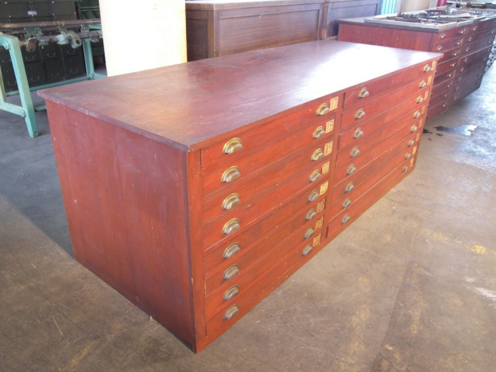 20th Century Vintage Wood Flat File Cabinet