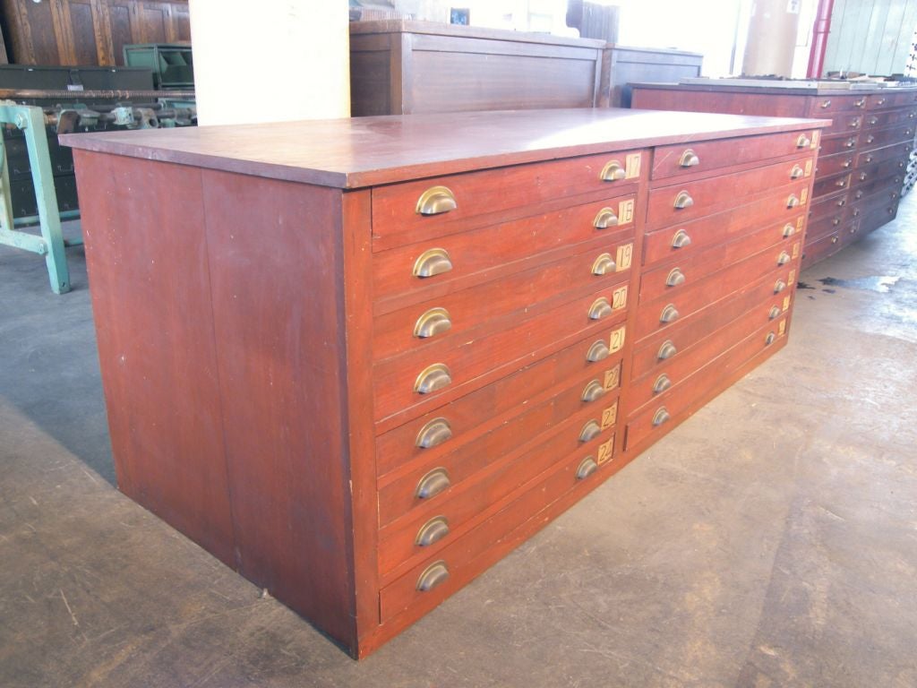Pine Vintage Wood Flat File Cabinet