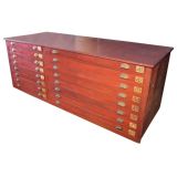 Vintage Wood Flat File Cabinet