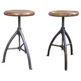 Pair of Vintage Industrial Adjustable Stools