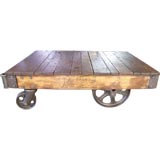 Vintage Industrial Cast Iron & Wood Nutting Cart / Table