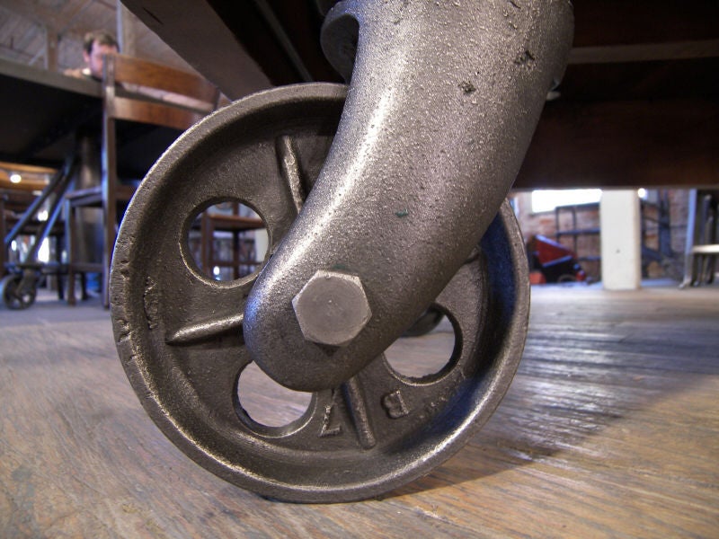 American Industrial Cast Iron & Wood Nutting Cart / Table