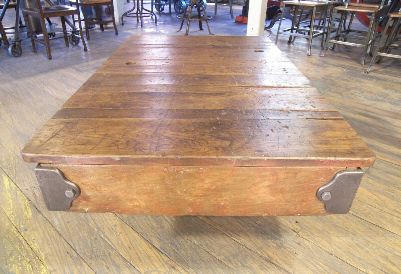 20th Century Industrial Cast Iron & Wood Nutting Cart / Table