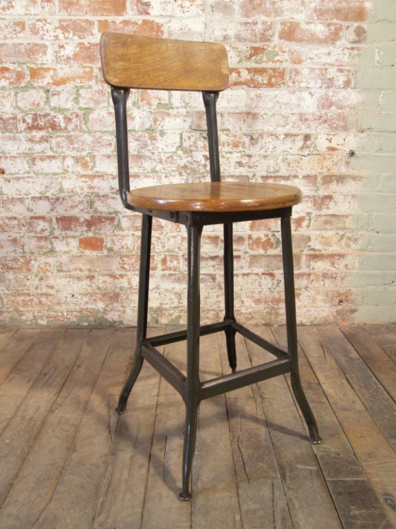Vintage Industrial Wood & Metal Stool