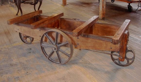 Large Vintage Wood Mill Cart