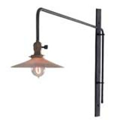 Vintage Industrial Mid-Century Modern Swing out Steel Milk Glass Wall Lamp Light 1