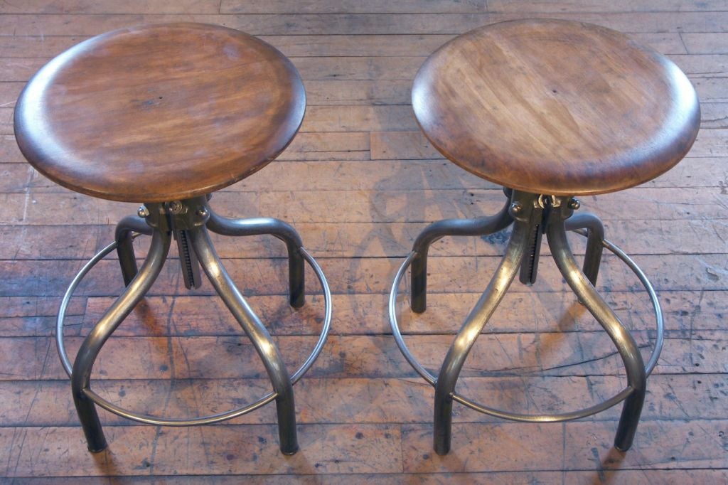 Wood Pair of Vintage Hamilton Industrial Stools