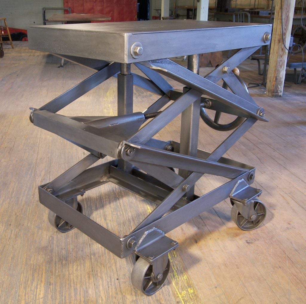Industrial Adjustable Scissor Lift Table at 1stDibs