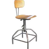 Industrial Bent Plywood & Metal Work Stool