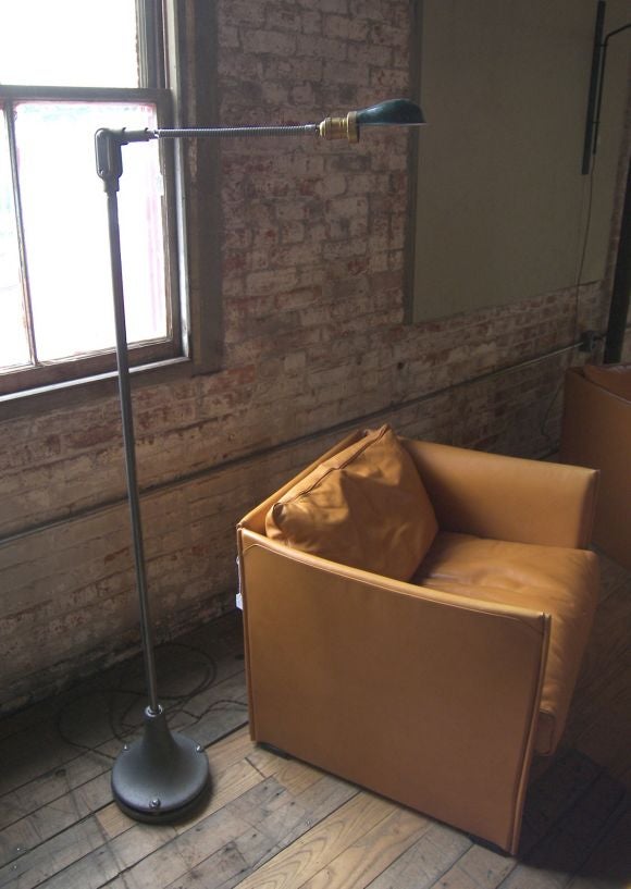 Vintage Industrial Cast Iron Steel Enamel Goose Neck Floor Lamp Light