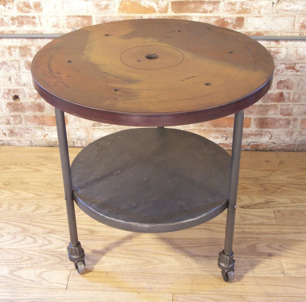 Vintage Industrial Metal & Micarta Circular Table