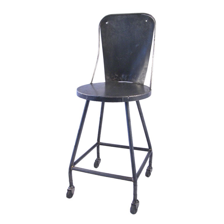 Vintage Industrial Primitive Metal Work Stool