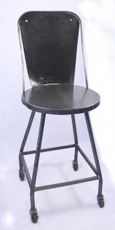 Vintage Industrial Primitive Metal Work Stool