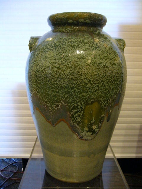 20th Century Large American Arts & Crafts Drip Glaze Floor Vase