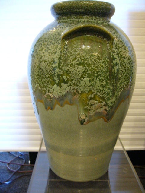 Large American Arts & Crafts Drip Glaze Floor Vase 1