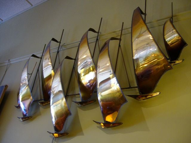 "Regatta"  C. Jere style Metal Sculpture Signed