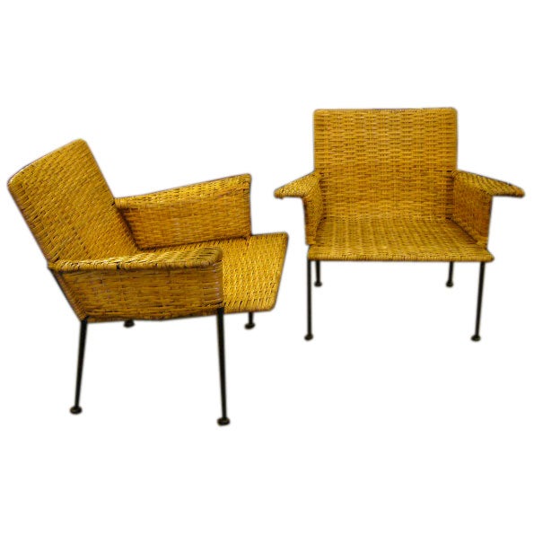 Van Keppel Green Caned Lounge Chairs