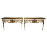 PAIR OF FRENCH 19TH CENTURY PAINTED CONSOLES PAIR OF FRENCH 19TH CENTURY PAINTED CONSOLES