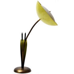 1950S FLOWER AND CATTAILS LAMP