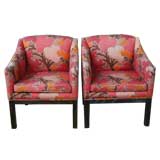 PAIR OF ORANGE AND PINK 1960S CHAIRS