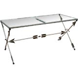 FRENCH METAL AND GLASS COFFEE TABLE