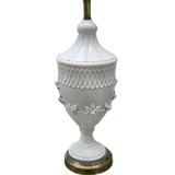 WHITE ITALIAN PORCELAIN FLORAL LAMP