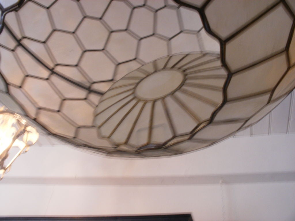 Brass HUGE CAPIZ SHELL WITH BRASS 1960S HANGING LIGHT