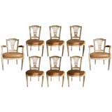 Antique SET OF 8 FRENCH PAINTED DINING CHAIRS LOUIS XVI STYLE