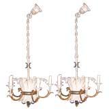 Antique PAIR OF FRENCH DIRECTOIRE STYLE TOLE CHANDELIERS