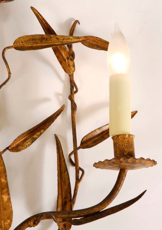 Pair of Gilded Metal Wall Sconces