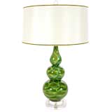Olive, Amber and Blue Ceramic Lamp