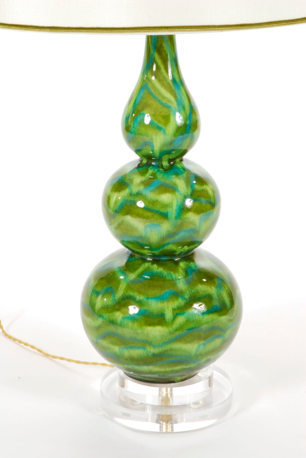 Olive, Amber and Blue Ceramic Lamp