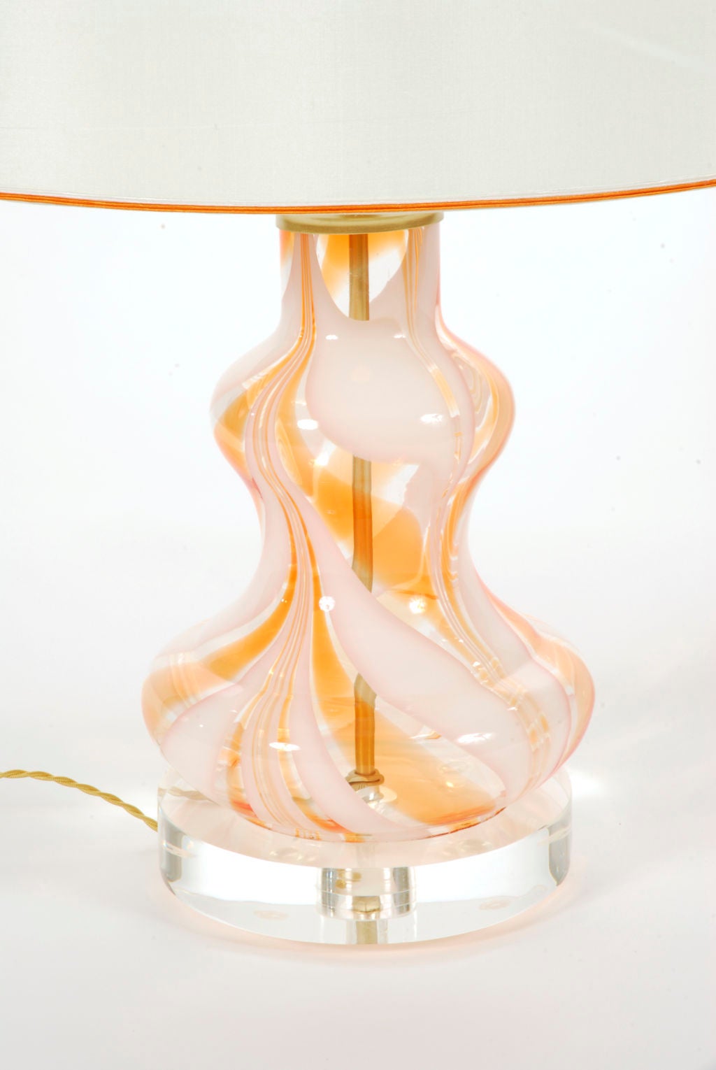 Pair of Peach and Cream Vintage Murano Lamps