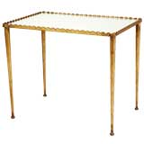 Gilded Metal Side Table with Mirror