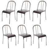 Vintage Set of Six Metal Chairs from the Michelin Factory in Bordeaux