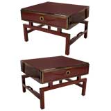 Vintage Pair of Red Lacquer End Tables by Jansen
