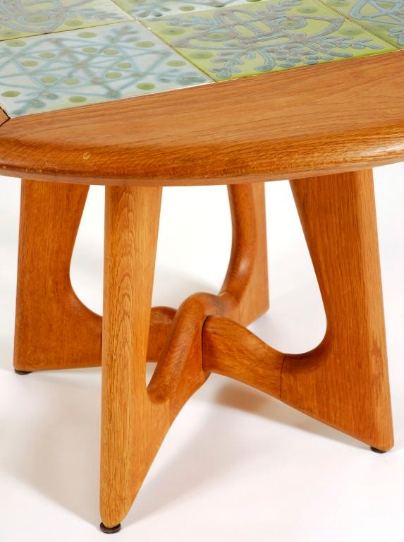 Oak and Ceramic Side Table