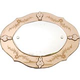 Vintage Etched Venetian Mirror with Amber Detailc. 1950