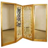 c. 1940 Four Panel Screen with Metalwork Attributed to Rene Prou