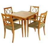 Cherrywood Game/Dining Table and Six Chairs by Jacques Adnet